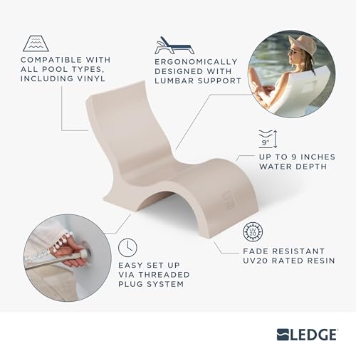 Image of Ledge Lounger Signature in-Pool Low Back Chair for 0-9 inch Water Depths (Set of 2) (Sandstone)