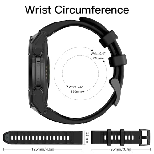 Image of OVERSTEP Compatible with Fenix 8 51mm Watch Bands, 26mm Soft Siliocne Strap for Garmin Fenix 5X /Fenix 5X Plus /Fenix 6X /Fenix 6X Pro /Fenix 7X /Fenix 7X Pro Smartwatch