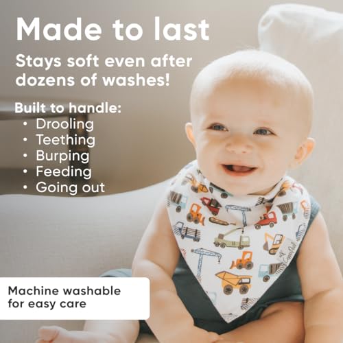 Copper Pearl 4 Pack Soft Cotton Baby Bibs for Drooling and Teething, Absorbent Drool Bibs for Baby Girl and Boy, Adjustable to Fit Newborns to Toddlers, Tons of Styles (Diesel)4