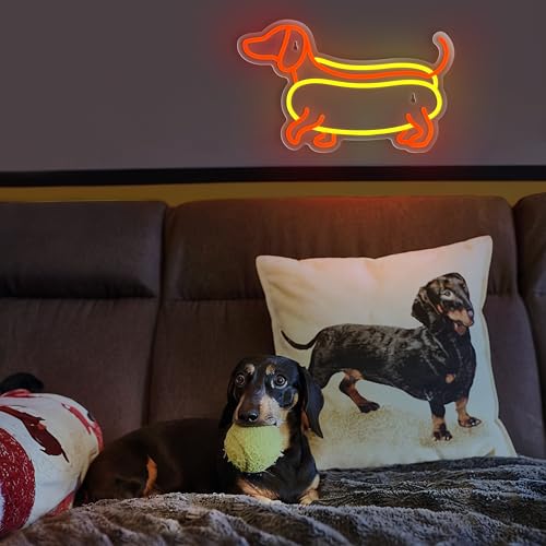 Image of Dachshund Neon Sign Cute Dachshund Neon Light LED Sign for Wall Decor,Animal Wiener Dog Neon Sign for Kids Gifts Game Room Party Man Cave Birthday Gift