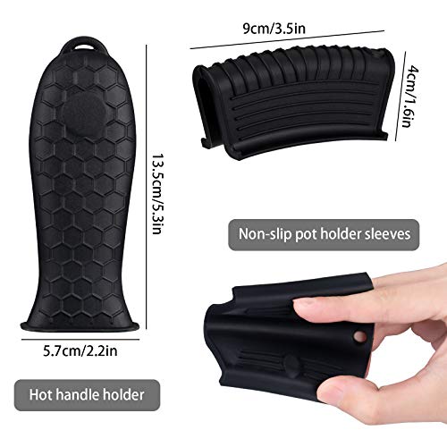 Silicone Hot Handle Holder, Heat Resistant Potholder Cookware Handle Cast Iron Skillets Handles Grip Covers For Cast Iron Skillet (4 Pieces,Black) #TOP1
