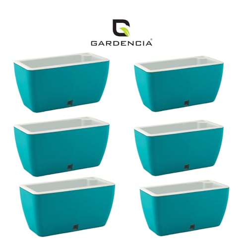 Image of GARDENCIA Self Watering Flower Pots for Outdoor Indoor Gardening /Rectangle Big Plant Pot with Polypropylene UV Material /Decorative Modern Gamla (Recta Big Sea Green, Pack of 6)