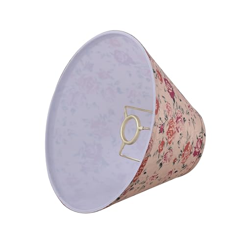 Image of Aspen Creative 56042, Hardback Empire Transitional UNO Shade in Peanut Brown Floral Pattern, 4 inch Top x 10 inch Bottom x 7 inch Slant, Slip UNO 33mm Table Lamp
