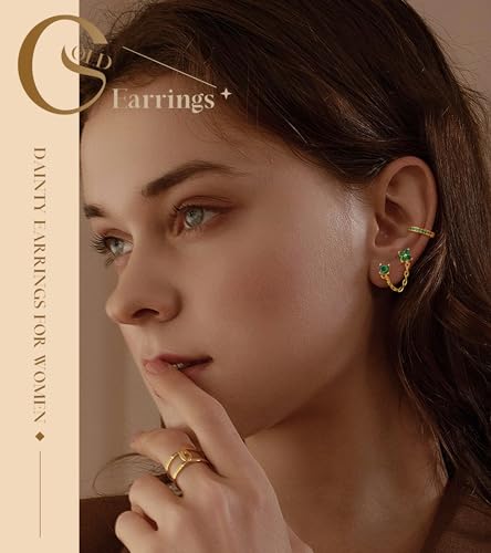 Gold Flat Back Earrings for Women Hypoallergenic Surgical Steel Earrings for Sensitive Ears 20G Small Stainless Steel Flatback Stud Hoop Cartilage Earring Set for Multiple Piercing Helix/Tragus/Conch2