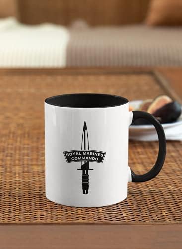 SMARTYPANTS Royal Marines Mug - Logo Design Novelty Present Gift Idea Tea Coffee Heavy-Duty Handle Dino Coated Dishwasher/Microwave Safe Sublimation Ceramic (Black Handle)
