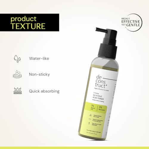 Image of Deconstruct Exfoliating 7% Glycolic Acid Toner with 3% Niacinamide, Multi-Functional Non-Irritating Exfoliating Toner For Face,Body,Underarms & Scalp, For Glowing & Even Skin Tone,For Men & Women,120ml