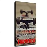 Retro Black And White Skateboard Posters Contemporary Skater Sports Vintage Pictures Poster Decorative Art Canvas Printing for Room Bathroom Bedroom Living Room Decoration (12×18inch Framed)