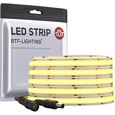 BTF-LIGHTING FCOB Flexibel Hohe Dichte LED Streifen 5M 336LEDs Warmweiß 8W/M 12V Dimmbar Verformbar FOB COB LED Licht Band Cover