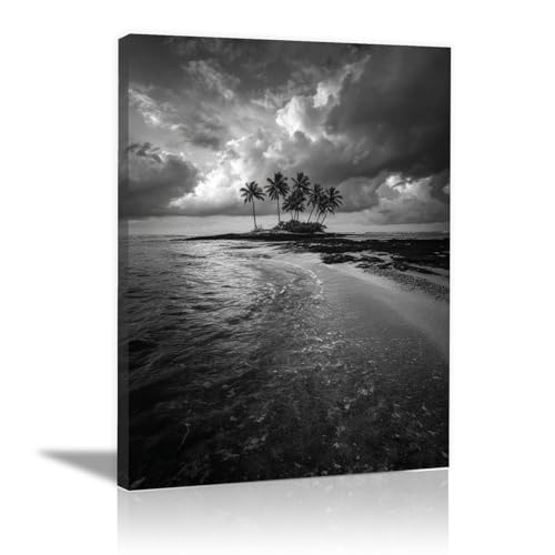 Tableau cuisine bureau en noir et blanc cadre ocean pour mur salon 40x60