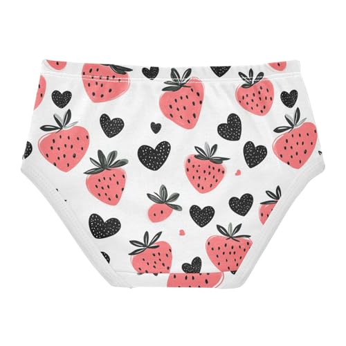 Wusikd Cute Strawberry Girls' Underwear Cotton Black Hearts Girls Briefs Soft Toddler Underwear 2T2