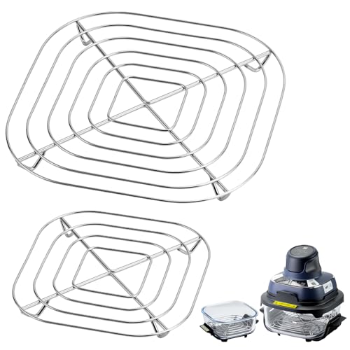 2PCS Crisper Stainless Steel Rack Compatible with Ninja Glass Air Fryer, Air Fryer Accessories for Ninja Crispi Air Fryer FN101 Ninja Crispi Pro Air Fryer AS101