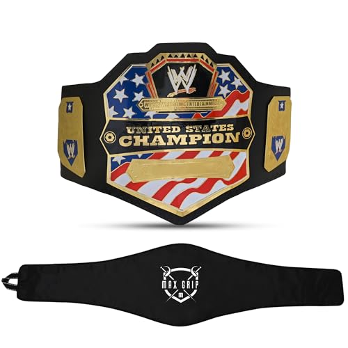 United States World Heavyweight Wrestling Championship 2mm Brass Plates Title Belt Replica with Belt Protective carry Bag_MAX GRIP