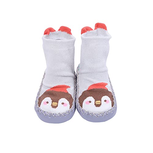 Snegyu Lindos calcetines de dibujos animados zapatillas para cuna antideslizante de algodón para niñas niños niñas mocasines recién nacidos, Estilo B Gris, 0/6 meses