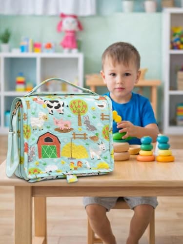 Image of Travel Organizer | Multipurpose All-in-One Compact, Foldable, Durable, Lightweight, Waterproof, Bag | Travel Friendly Pouch Ideal for Stationary, Diaper, Medicines (Farm Animal Print)