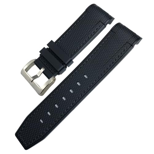 Bracelet en silicone de 23 mm en caoutchouc naturel haut de gamme noir et bleu