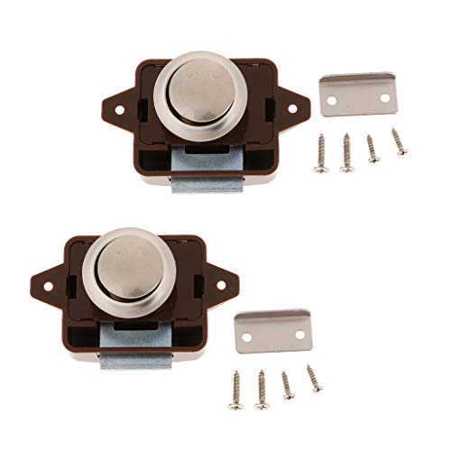 F Fityle 車 引き出し 戸棚 家具 ドア ミニ プラスチック 合金 ボタン ラッチ 2セット