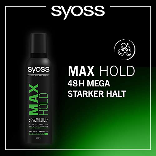 Foto von Syoss Schaumfestiger Max Hold Haltegrad 5 Mega Stark (6 x 250 ml), Haarschaum für Salon-schöne Haare, verleiht 48 h extra starken Halt und Geschmeidigkeit