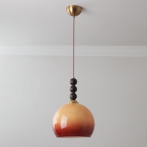 Miniatura 6 de Lámpara colgante moderna de una sola cabeza vintage degradado de cristal naranja lámparas colgantes altura ajustable lámpara para comedor café