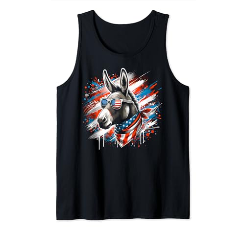 Patriotic Donkey Funny 4th Of July Men Women Kids Donkey Tank Top