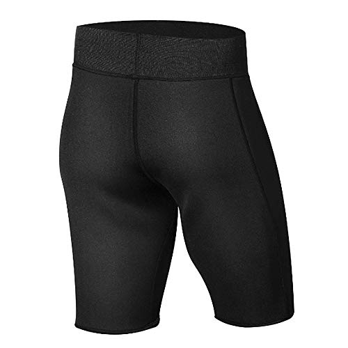 Hibcotuo Calções de sauna masculinos modeladores de corpo esguios de neoprene, calças esportivas de