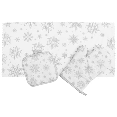 MAGICLULU Polyester Baking Potholders Set Oven Mitts Pot Holder Towels for Christmas Kitchen Winter Baking