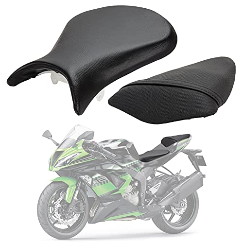 Seat Cushion Front Rider Driver Seat Pillion Rear Passenger Cushion Seat Artificial Leather Seat Cover Pad for Ninja 600 ZX6R 636 2007 2008