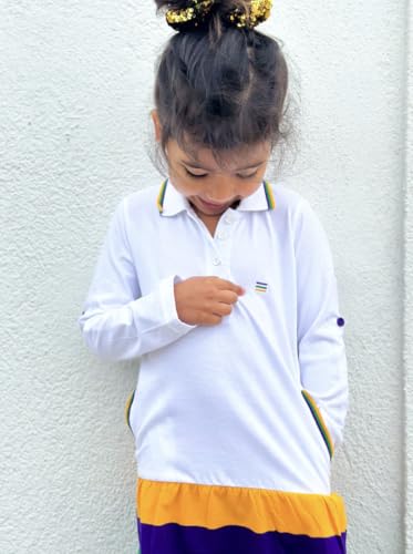 White Mardi Gras Stripe Youth Dress4