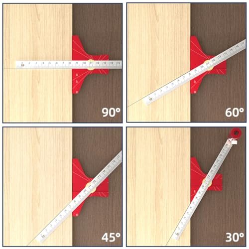 Règle de mesure de marquage du bois multi-angles à double échelle précise
