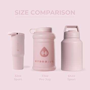 HydroJug Pro 73 oz Plastic Water Jug with Handle & Flip Straw, Pink Sand