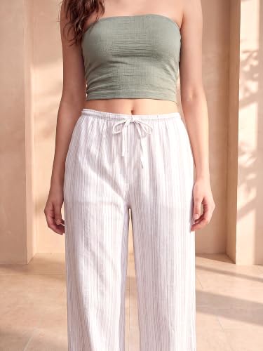 Image of PURVAJA Women's Comfort Wide Leg Full Length Flat-Front Printed Trouser