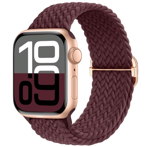 Image of Braided Stretchy Band Compatible with Apple Watch 40mm 41mm 42mm 38mm 44mm 45mm 46mm 49mm Women Men, Breathable Adjustable Nylon Sport Solo Loop Strap for iWatch Series 11 10 9 8 7 6 5 4 3 SE /Ultra 2