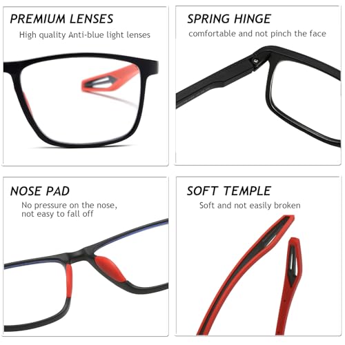 Miniatura 4 de Hubeye Gafas De Lectura Deportiva Para Mujeres Y Hombres Ultraligeras Anteojos De Lectura Gafas Anti Luz Azul Negro, 0.00