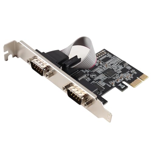 Gorise Tarjeta de expansión Serie PCI Express RS232 DB9 de 2 Puertos para Win XP Vista7, 8 10, 11 32/64 bits para Linux, PCIe