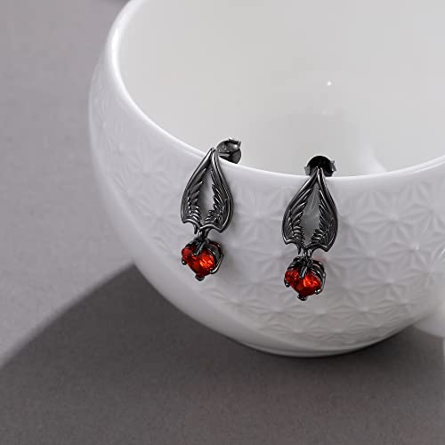 Boucles d'oreilles ailes d'ange démon en argent sterling 925