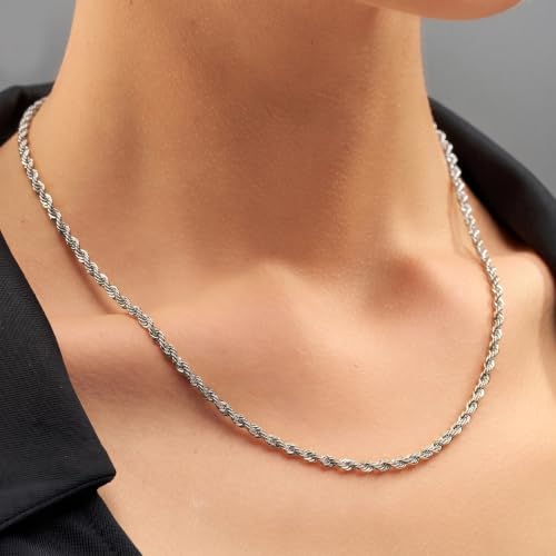 Image of LIFETIME JEWELRY 24k Real Gold Plated 3mm Gold Rope Chain for Men & Women Diamond Cut Gold Chain Necklace Women & Necklace for Men 14 to 36 Inch