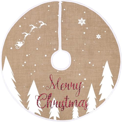 N&T NIETING Manta para árbol de Navidad, 75 cm, falda de árbol de Navidad con diseño de ciervo de alce y copos de nieve, manta para árbol de Navidad