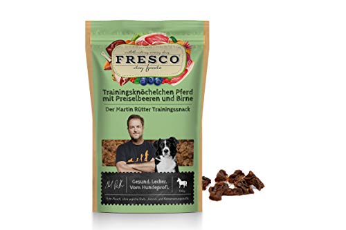 Fresco - Trainingsknöchelchen Pferd mit PREISELBEERE und Birne für Hunde - Doppelpack - 2 x 150g