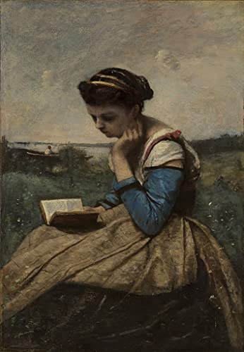 Toile Une femme lisant de Corot - Créez un coin lecture artistique avec cette affiche