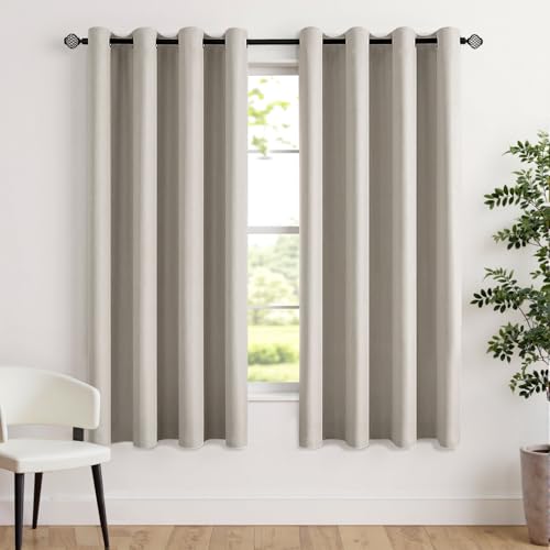 Image of MIULEE Natural Blackout Bedroom Curtains Drapes 72 Inch Long 52 inchx72 inch | Grommet Top, Room Darkening Window Drapes, Privacy Protection, Thermal Insulated, Heat Blocking, Light Blocking