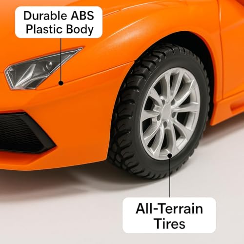 Image of SUPER TOY Remote Control Car for Boys 3-14 Year 1:24 High Speed Racing RC Car Rechargeable Toy for Kids with Charging Cable Birthday Gift Car, Orange