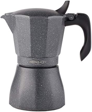 Oroley - Cafetera Italiana Petra | Base de Acero Inoxidable | 9 Tazas |  Cafetera Inducción, Vitrocerámica, Fuego y Gas | Estilo Tradicional - PREYCA