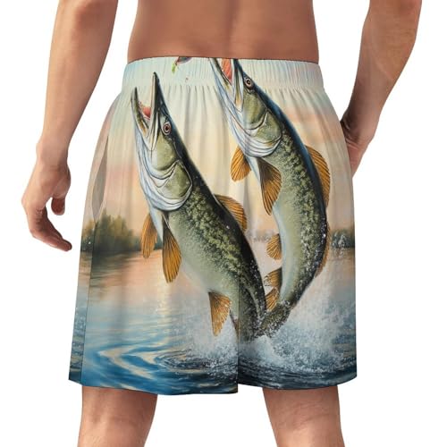 Summer Pajama Shorts for Men, Cooling Breathable Lounge Shorts Sleep Bottoms with Elastic Waistband3