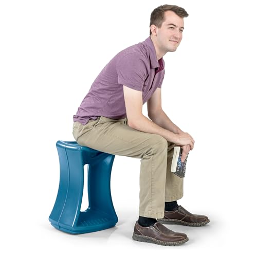 Image of Simplay3 American Home Live Fit Active Balance Chair, 20 inch Stool for Adults and Teens- Ergonomic Office Desk Chair with Rock, Wobble, Tilt Motion for Learning, Work and Study, Union Blue