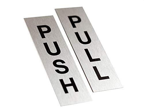 Plaque de porte en aluminium argenté brossé design minimaliste pour intérieur x2
