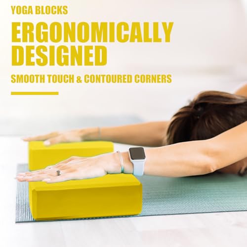 Image of Septo 2 Pcs Yoga Blocks, 9x6x3 Inch Foam Blocks for Pilates | High density EVA foam Yoga Props lightweight non-slip surface for meditation stretching balance training