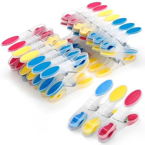 AiQInu 30 Piezas Pinzas para Ropa, Plástico Pinzas con Silicona Antideslizante, Multicolor Clips No Deja Marcas para Ropa Interior Pantalones Camisetas Calcetines