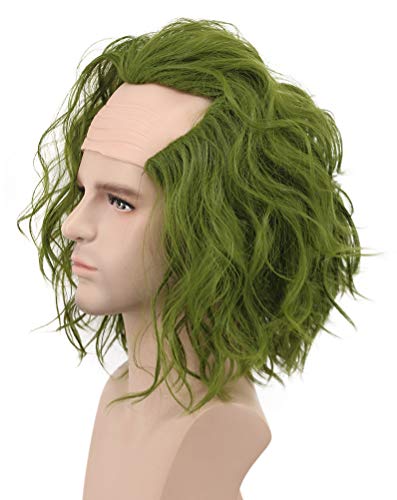 Karlery Adult Men Bald Dark Green Joker Wig Halloween Cosplay Wig Anime Costume Wig