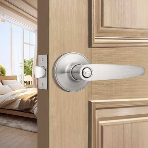 Probrico 2 Pack Privacy Door Levers Door Handles for Bedroom or Bathroom Keyless Leverset, Locked in Side Home/Office Door Lockset,Modern&Durable in Satin Nickel Door Hardware by Probrico - Used condition - Image 8