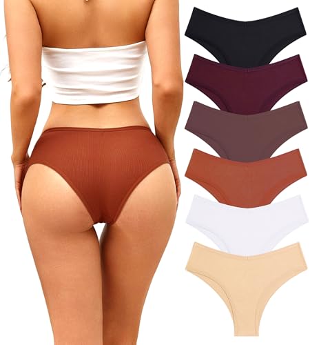 Image of CuteByte 10 Pack Womens Cotton Underwear Sexy Stretch V-Waist Ladies Panties Low Rise Cotton Cheeky Hipster S-XXL