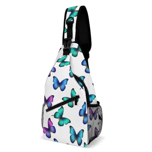 Sacoche bandouliere sport papillon bleu et sac crossbody mixte outdoor